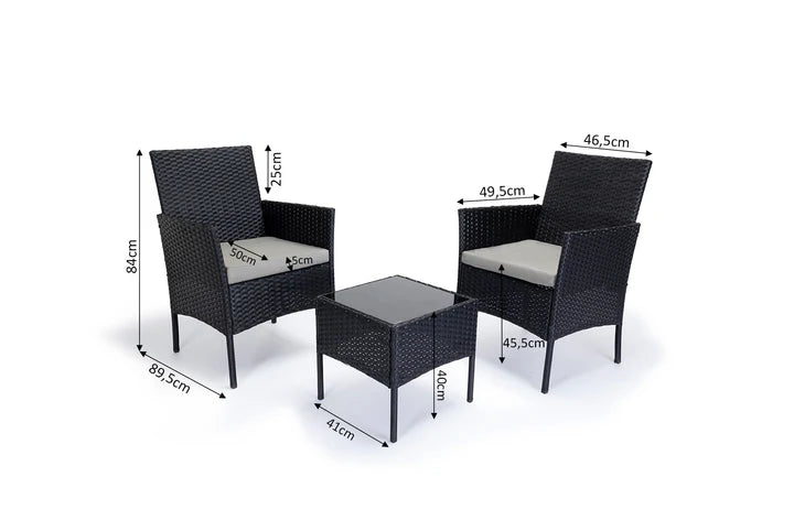 Conjunto jardín - 2 sillones + mesa ratán