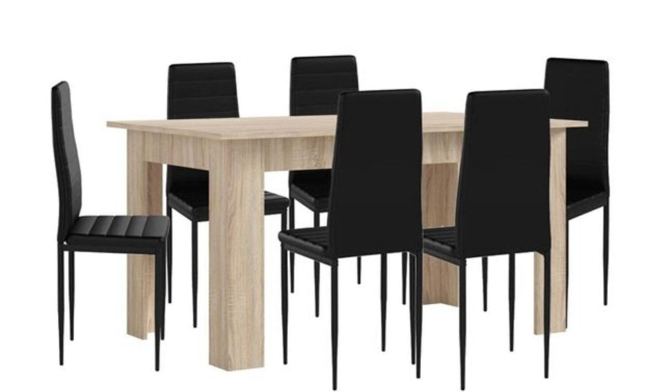 Mesa fija + 6 sillas de polipiel