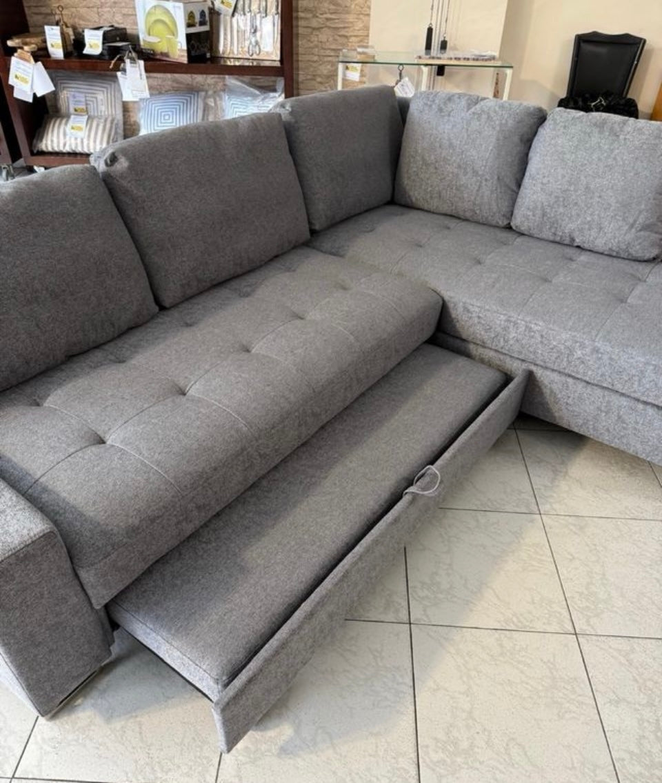Sofa Cama Chaise Longue Febe 242cm. Rinconera, con Arcón