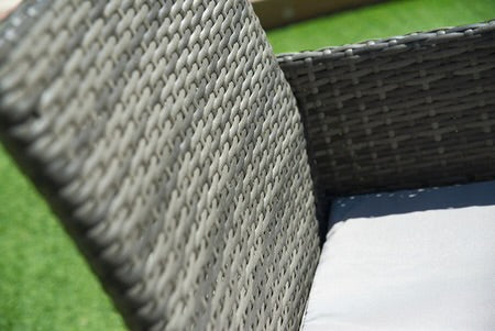 Mesa Cuadrada + 4 Sillas de Ratan PE. Muebles de Jardin y Terraza