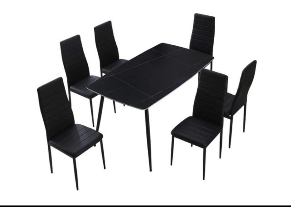 Mesa cristal templado 140 y 6 sillas