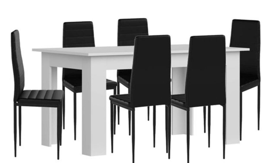 Mesa fija + 6 sillas de polipiel