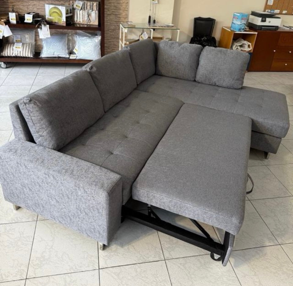 Sofa Cama Chaise Longue Febe 242cm. Rinconera, con Arcón