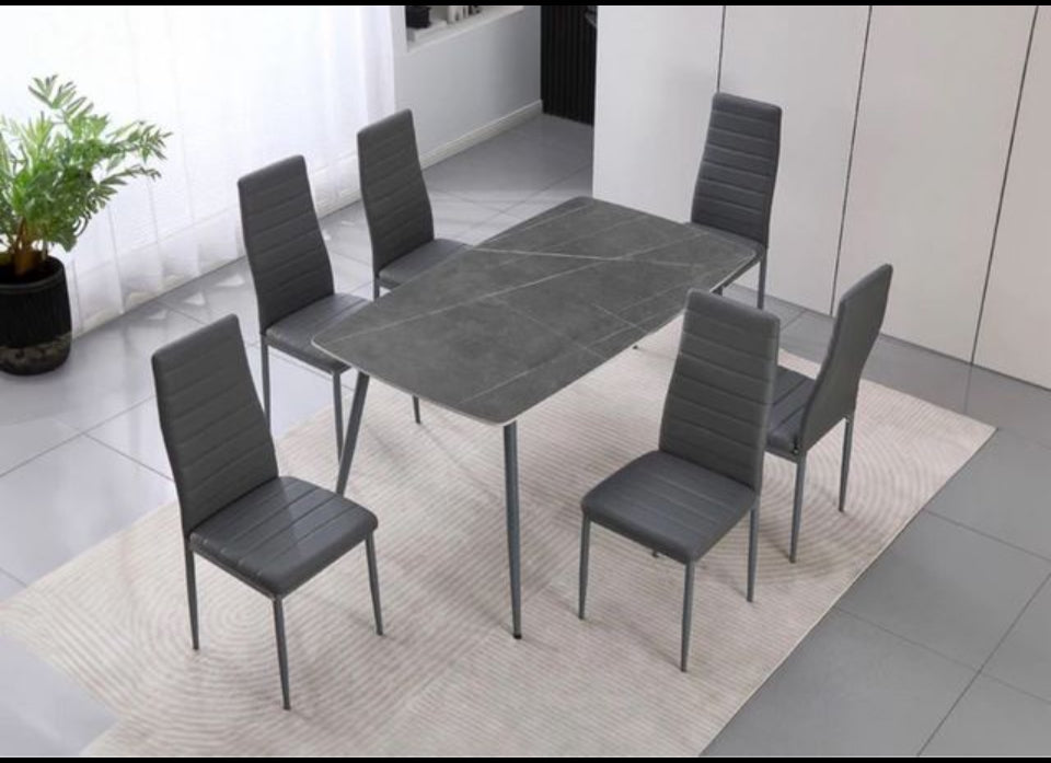Mesa cristal templado 140 y 6 sillas