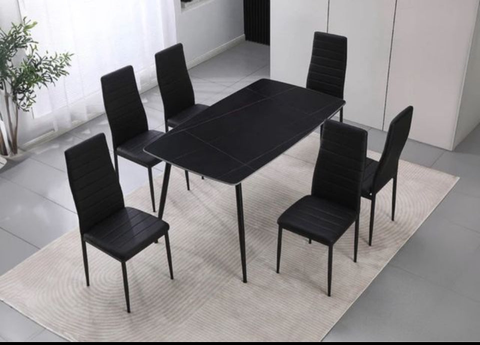 Mesa cristal templado 140 y 6 sillas