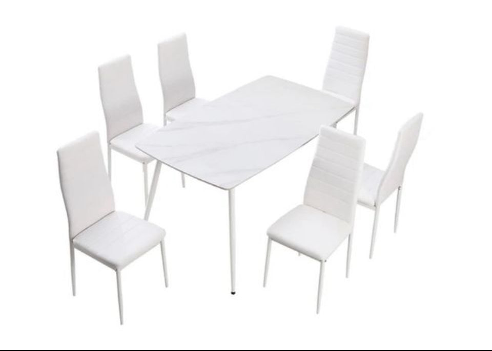 Mesa cristal templado 140 y 6 sillas