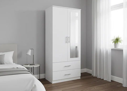 Armario W 2 Puertas 2 Cajones, con Espejo Blanco