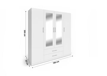 Armario W 4 Puertas con 2 Espejos Blanco