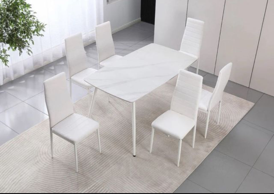 Mesa cristal templado 140 y 6 sillas
