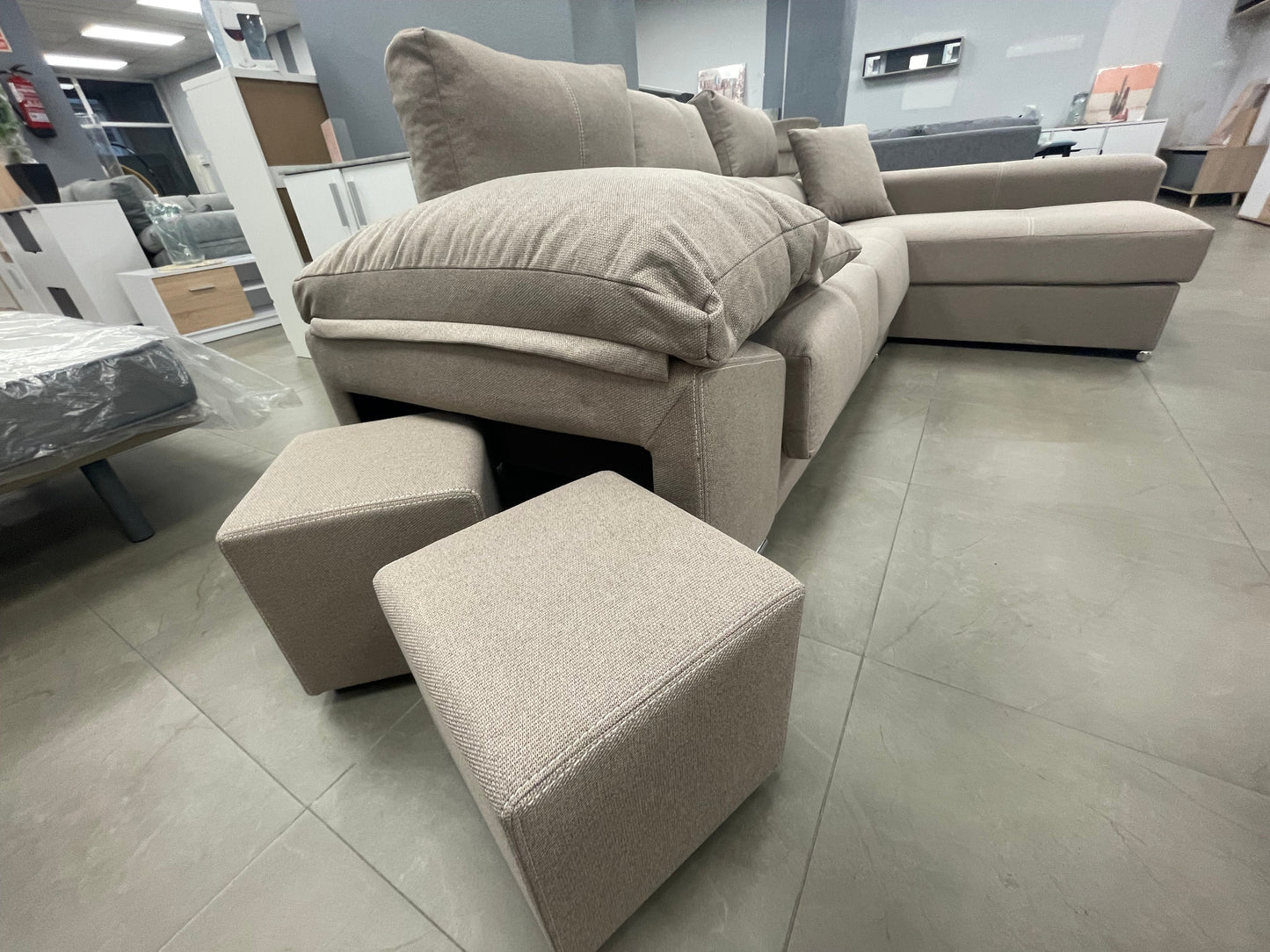 Sofa Chaise Longue Copi Reclinable, +2 pufs
