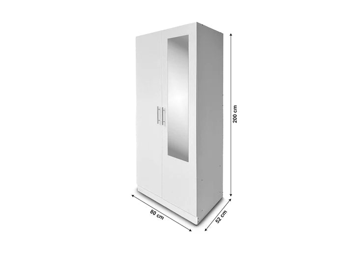Armario W 2 Puertas, con Espejo Blanco