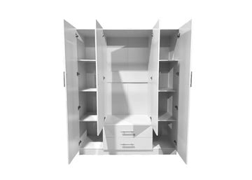 Armario W 4 Puertas con 2 Espejos Blanco