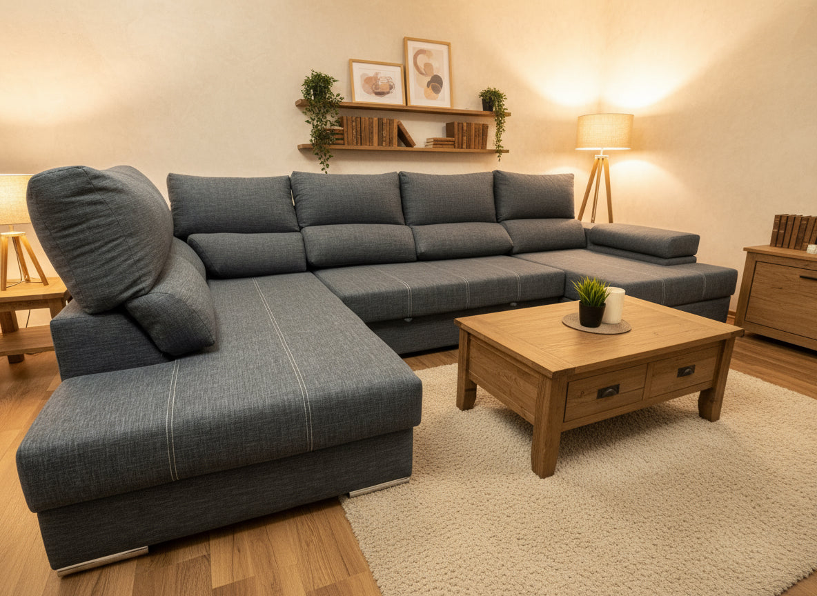 Mega Sofa Cama Chaise Longue Rinconera Italia 345cm