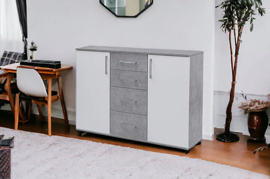 Comoda Aparador Joana 2 Puertas y 4 Cajones