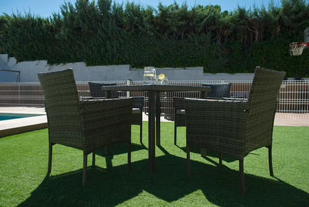 Mesa Cuadrada + 4 Sillas de Ratan PE. Muebles de Jardin y Terraza