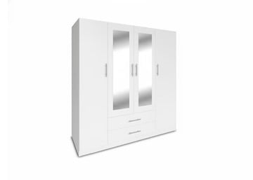 Armario W 4 Puertas con 2 Espejos Blanco
