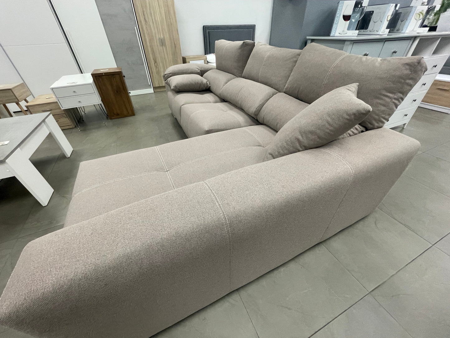 Sofa Chaise Longue Copi Reclinable, +2 pufs