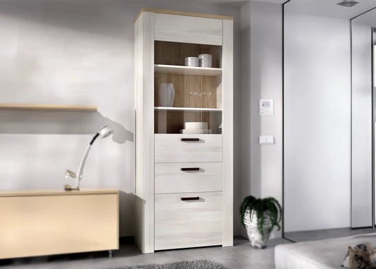Vitrina Armario Sena 188cm. 2 Puertas y 1 Cajon