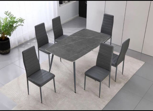 Mesa cristal templado 140 y 6 sillas