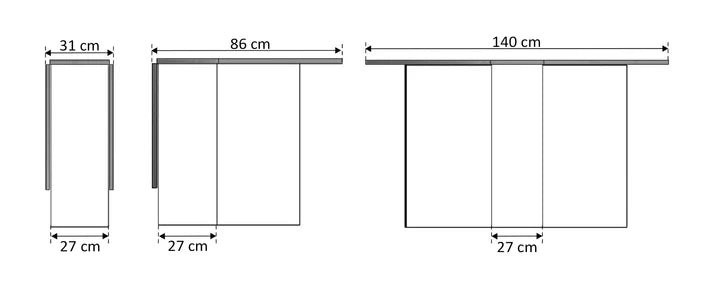 Mesa Auxiliar Suecia con Alas Abatibles 140cm. Comedor o Cocina