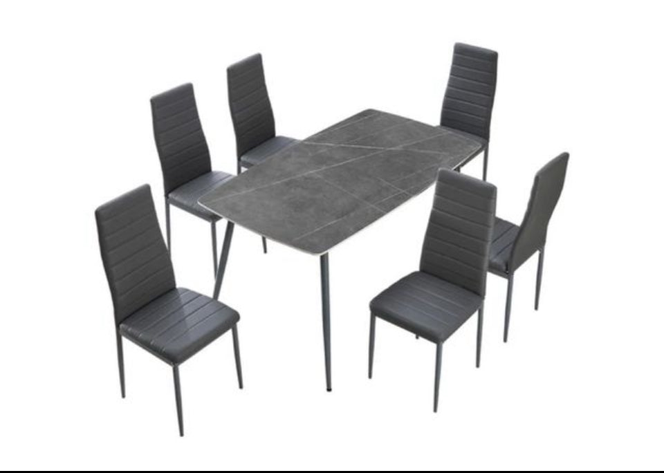 Mesa cristal templado 140 y 6 sillas