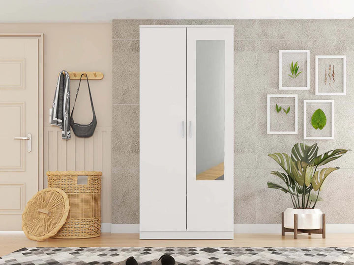 Armario W 2 Puertas, con Espejo Blanco
