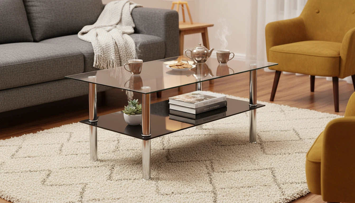 Mesa de Centro de Cristal Templado 2 Niveles