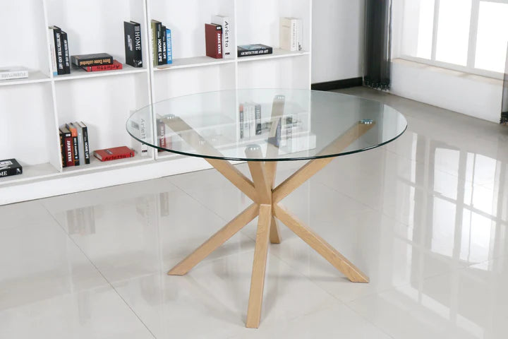 Mesa Redonda de Cristal Templado Aurora 120cm. Comedor o Cocina