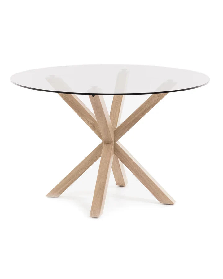 Mesa Redonda de Cristal Templado Aurora 120cm. Comedor o Cocina