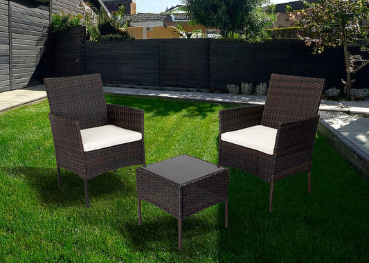 Conjunto jardín - 2 sillones + mesa ratán