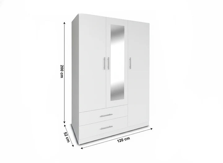 Armario W 3 Puertas con Espejo Blanco