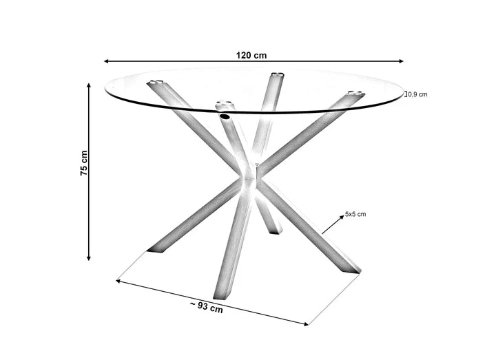 Mesa Redonda de Cristal Templado Aurora 120cm. Comedor o Cocina