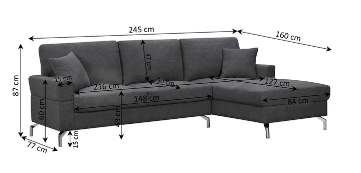 Sofa Chaise Longue izquierda y derecha Ellen 245cm