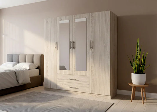 Armario W 4 Puertas, con 2 Espejos cambria