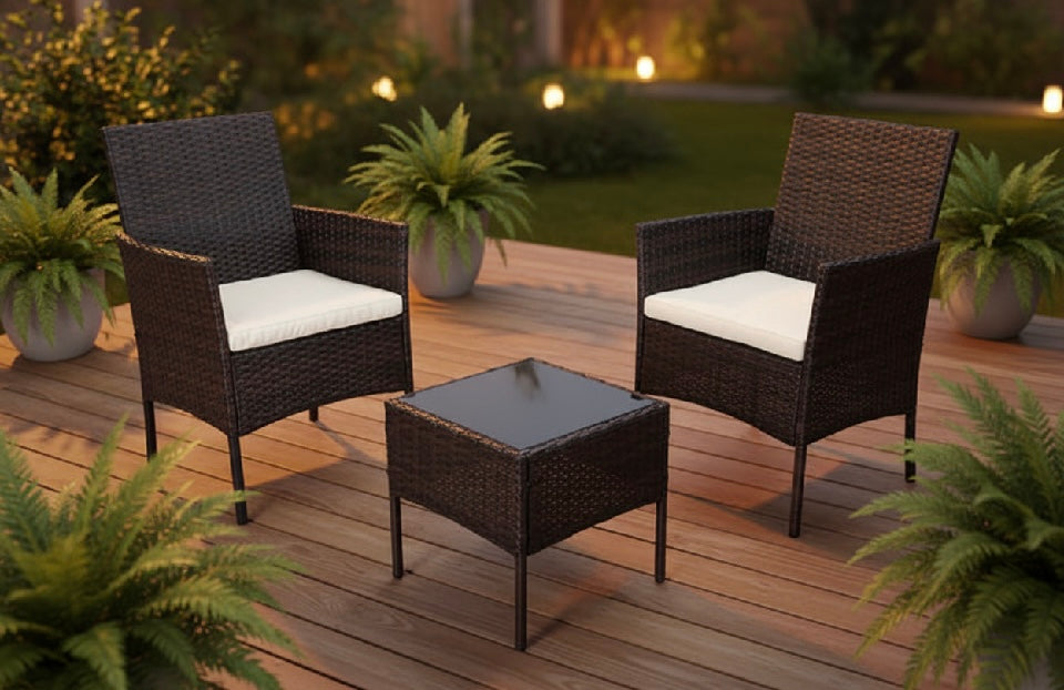 Conjunto jardín - 2 sillones + mesa ratán