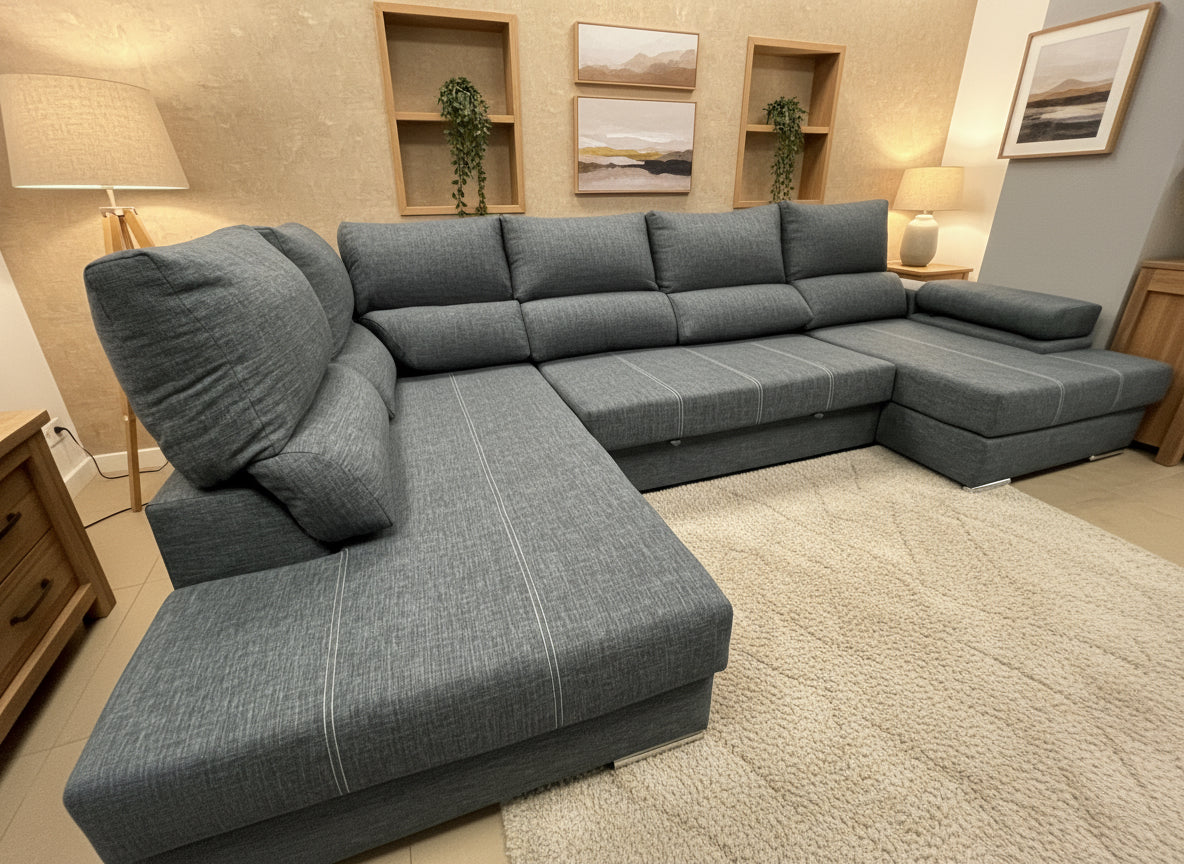 Mega Sofa Cama Chaise Longue Rinconera Italia 345cm