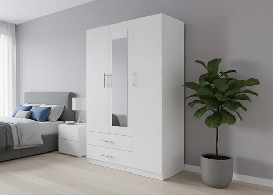 Armario W 3 Puertas con Espejo Blanco